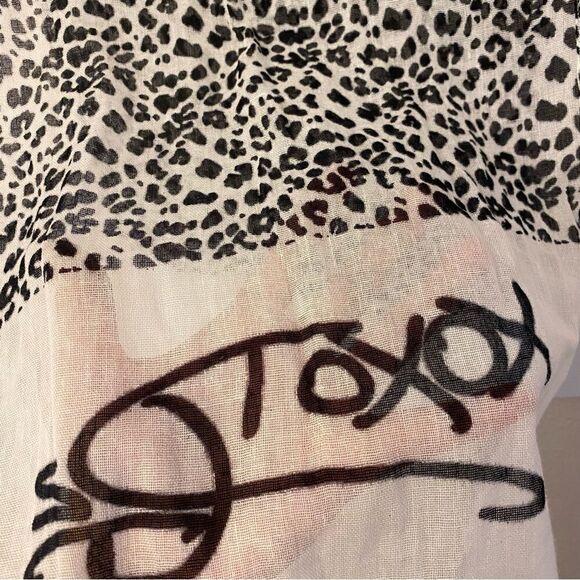 Diane Gilman White black Animal Print Scarf semi sheer lightweight 13x72 - Picture 5 of 6